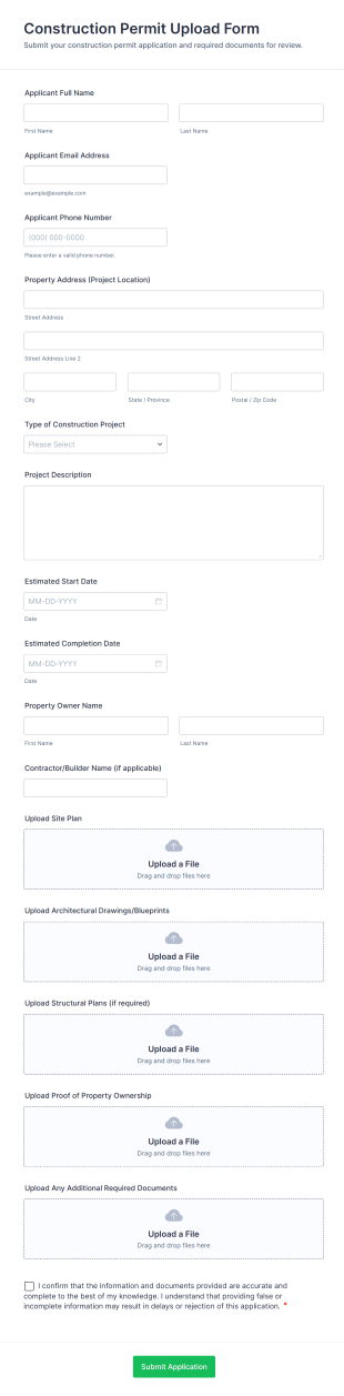 Construction Permit Upload Form Template