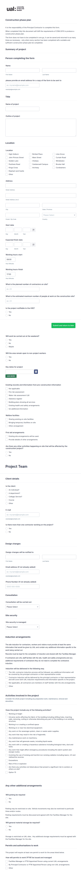 Construction Phase Planning Form Template