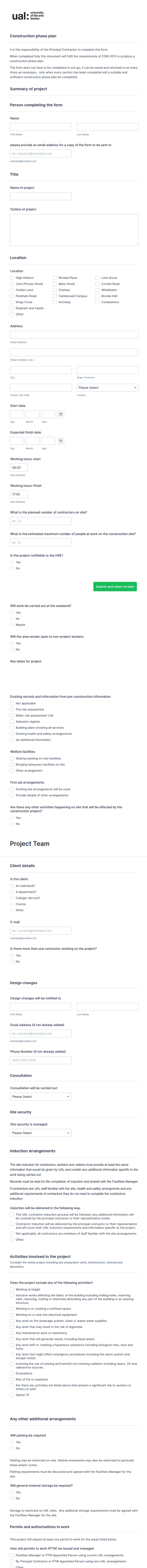 Construction Phase Planning Form Template
