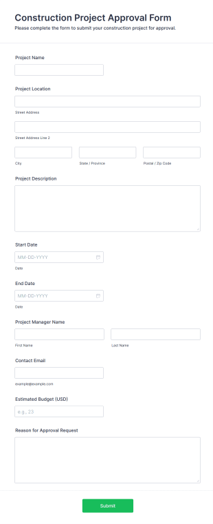 Construction Project Approval Form Template