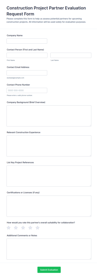 Construction Project Partner Evaluation Request Form Template