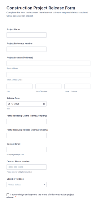 Construction Project Release Form Template