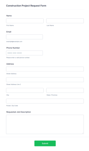 Construction Project Request Form Template