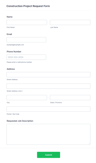 Construction Project Request Form Template