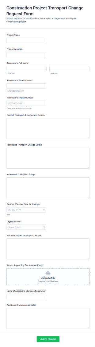Construction Project Transport Change Request Form Template