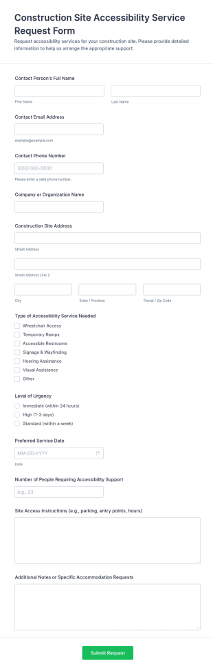 Construction Site Accessibility Service Request Form Template