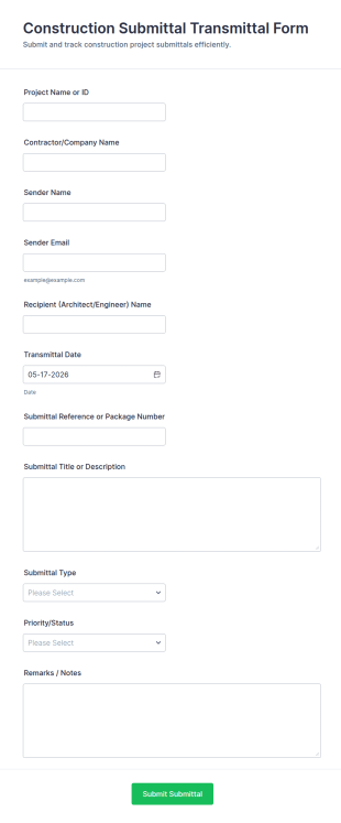 Construction Submittal Transmittal Form Template