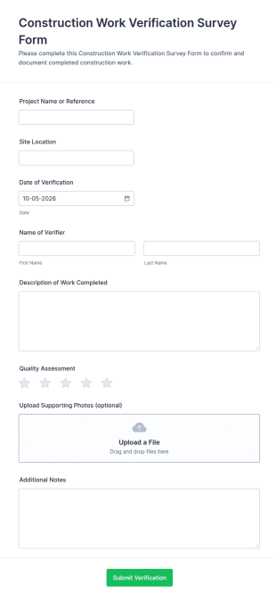 Construction Work Verification Survey Form Template