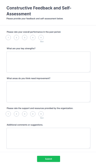 Constructive Feedback And Self Assessment Form Template