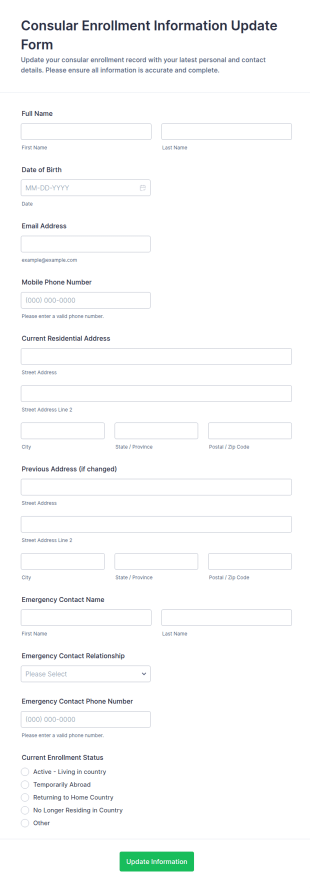 Consular Enrollment Information Update Form Template