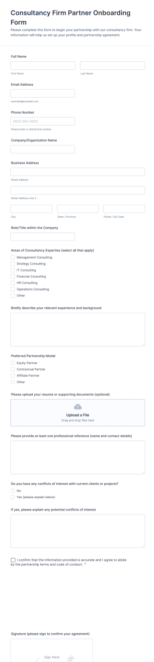 Consultancy Firm Partner Onboarding Form Template