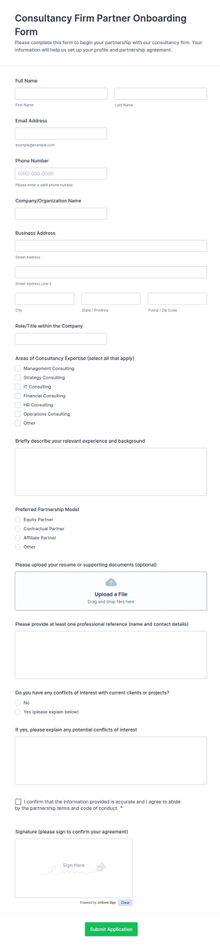Consultancy Firm Partner Onboarding Form Template