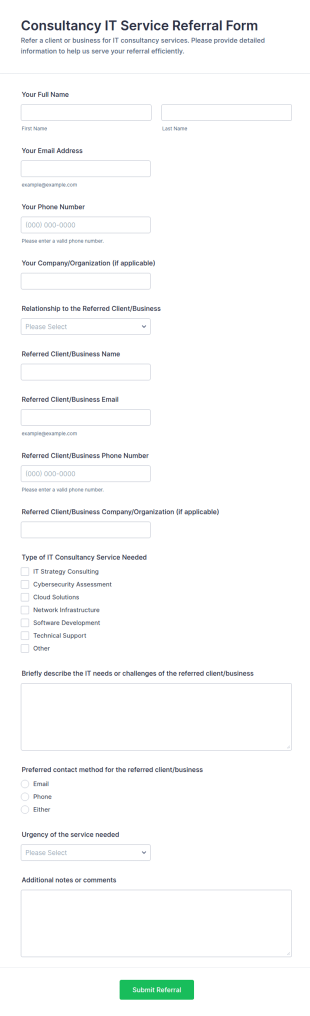 Consultancy IT Service Referral Form Template