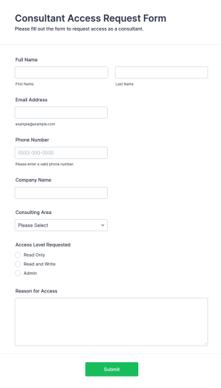 Consultant Access Request Form Template