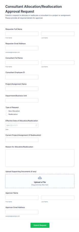 Consultant Allocation And Reallocation Approval Request Form Template