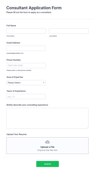 Consultant Application Form Template