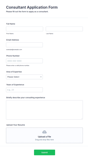 Consultant Application Form Template