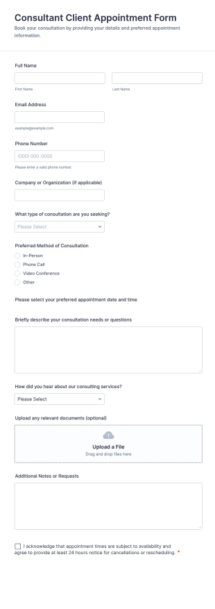 Consultant Client Appointment Form Template