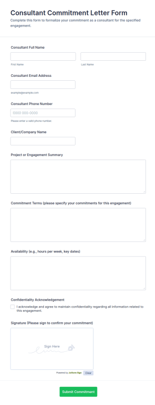 Consultant Commitment Letter Form Template