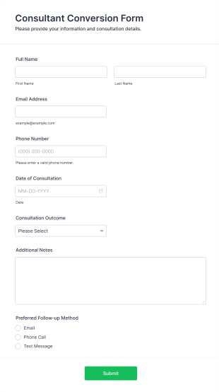 Consultant Conversion Form Template