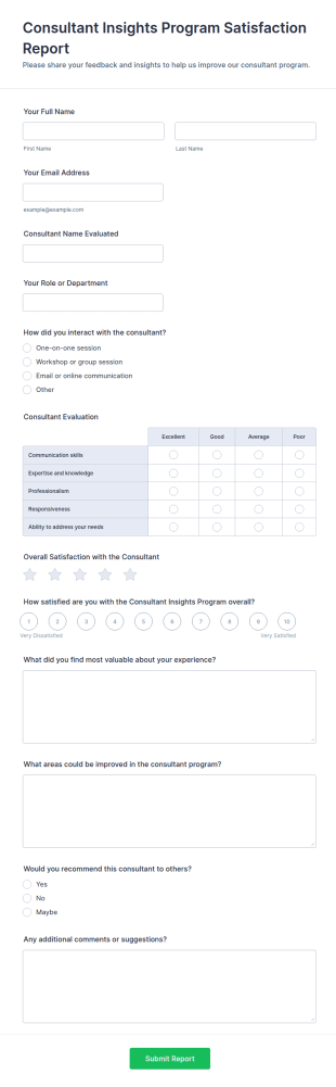 Consultant Insights Program Satisfaction Report Form Template