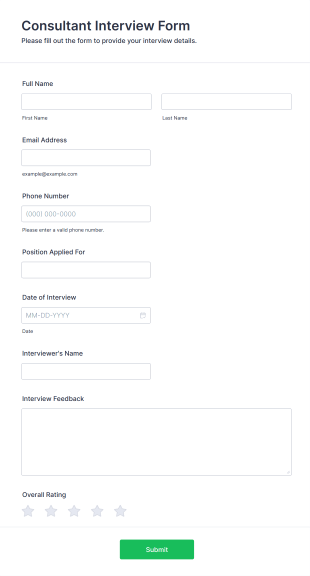 Consultant Interview Form Template