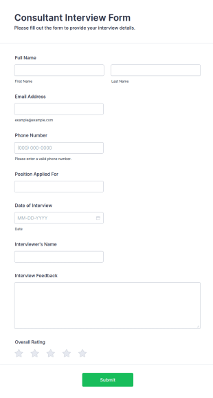 Consultant Interview Form Template