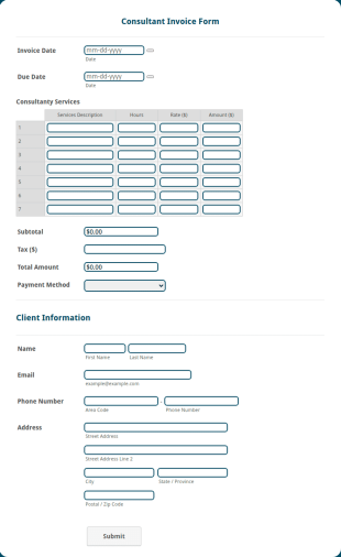 Consultant Invoice Form Template