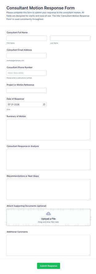 Consultant Motion Response Form Template
