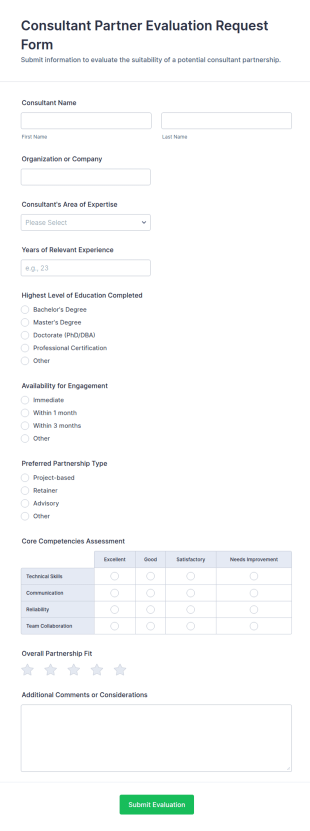 Consultant Partner Evaluation Request Form Template