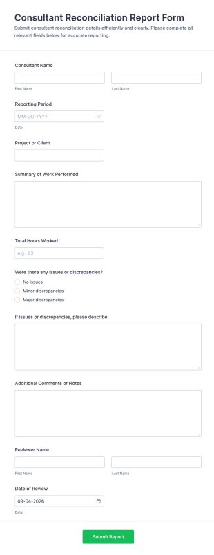 Consultant Reconciliation Report Form Template