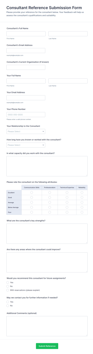 Consultant Reference Submission Form Template
