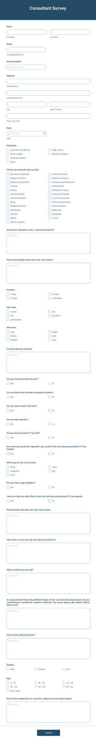 Consultant Survey Form Template