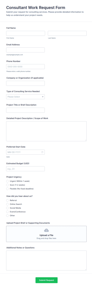 Consultant Work Request Form Template