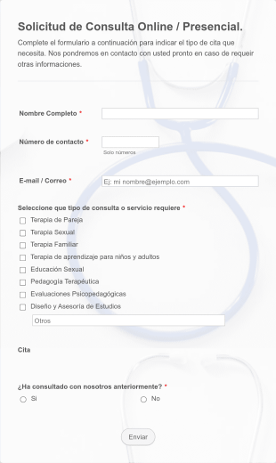 Consultas Online / Presencial Form Template