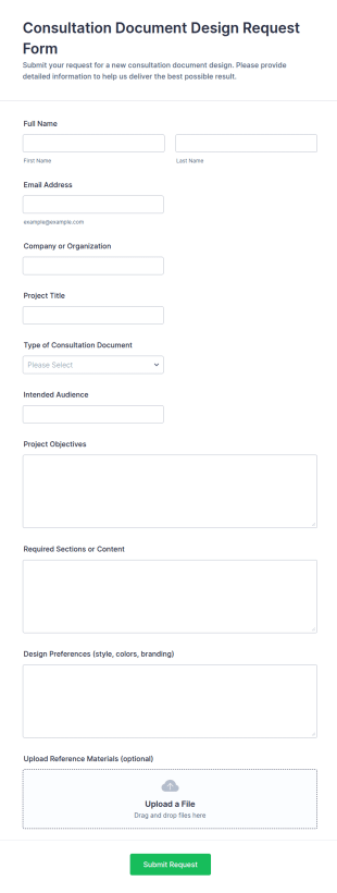 Consultation Document Design Request Form Template