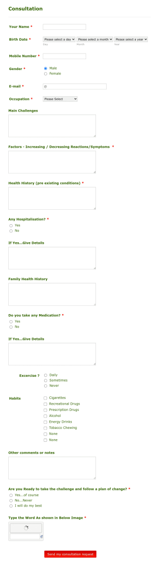 Consultation Form 2 Form Template