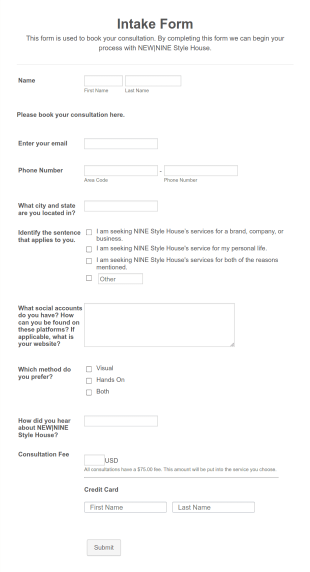 Consultation Questionnaire Form Template