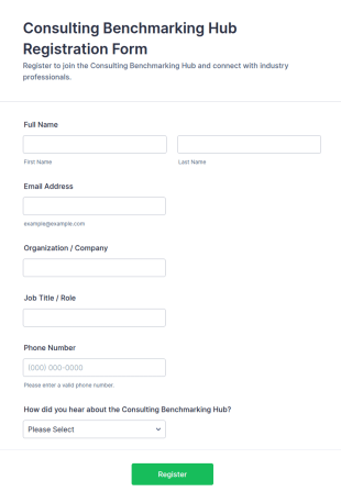 Consulting Benchmarking Hub Registration Form Template