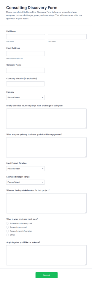 Consulting Discovery Form Template