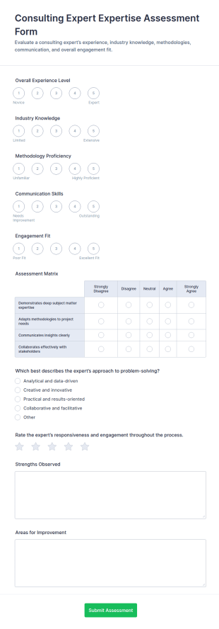 Consulting Expert Expertise Assessment Form Template