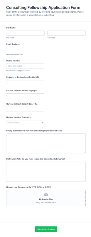 Consulting Fellowship Application Form Template