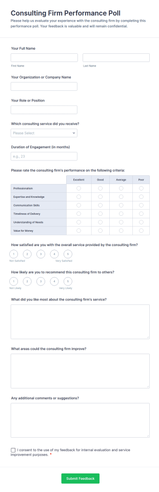 Consulting Firm Performance Poll Form Template