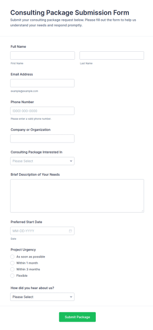 Consulting Package Submission Form Template