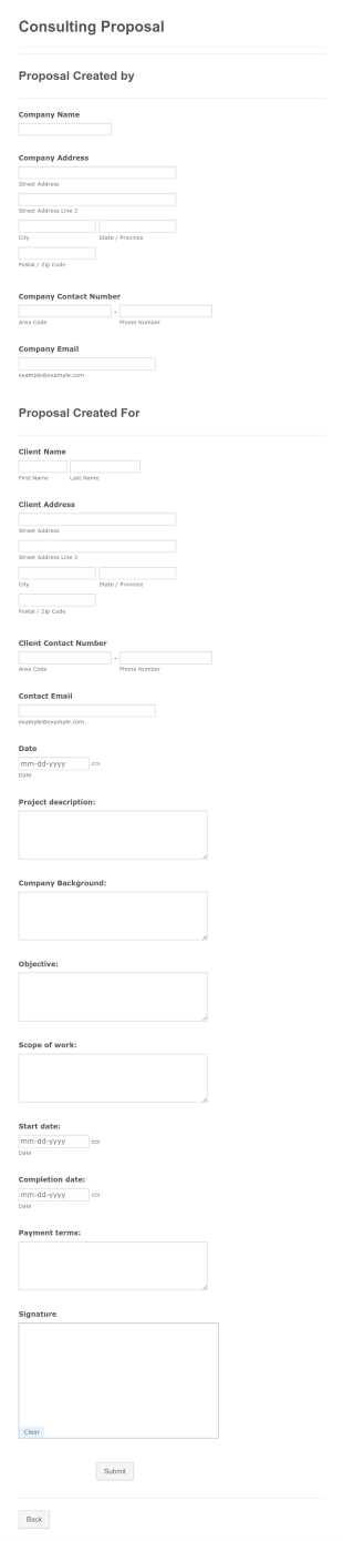 Consulting Proposal Form Template