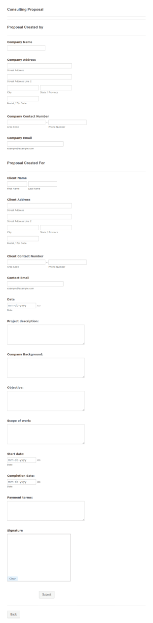 Consulting Proposal Form Template