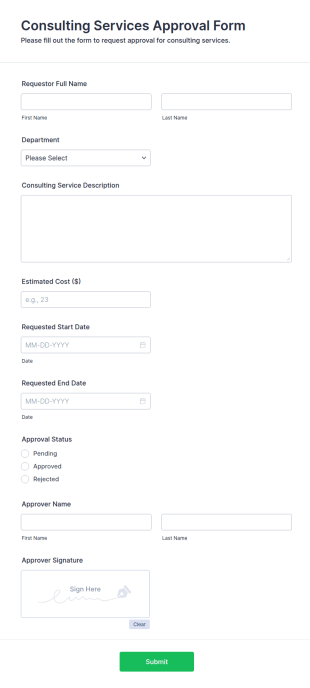 Consulting Services Approval Form Template