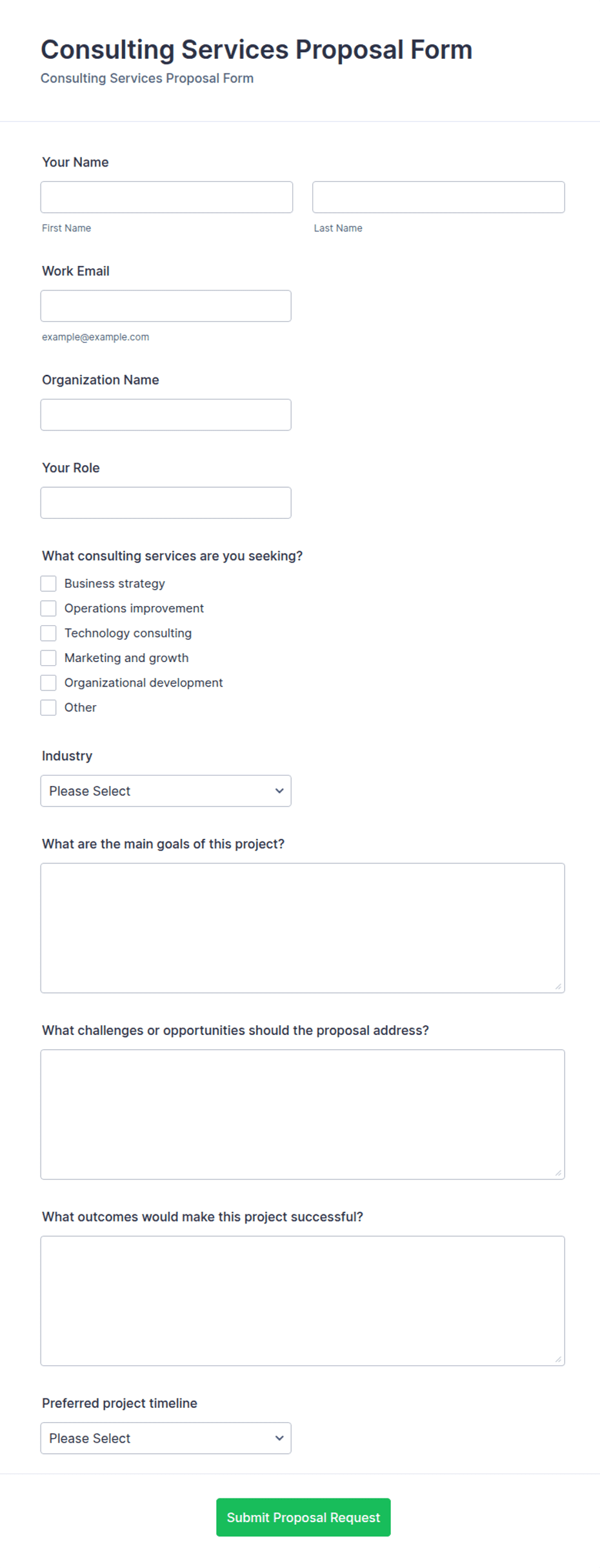 Consulting Services Proposal Form Template | Jotform