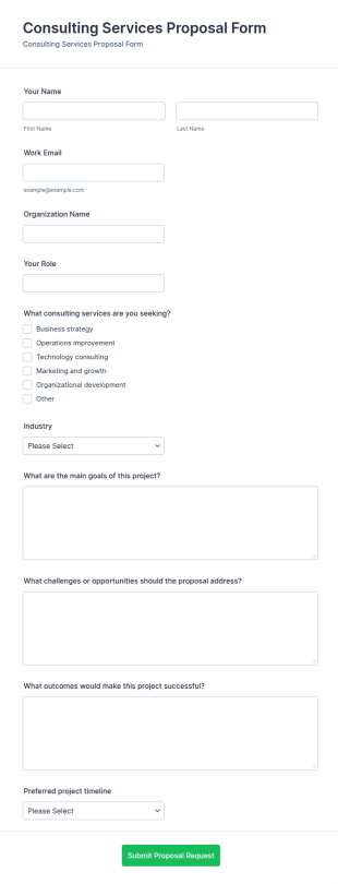 Consulting Services Proposal Form Template