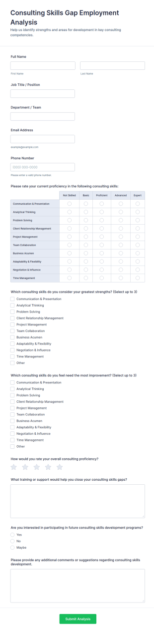 Consulting Skills Gap Employment Analysis Form Template